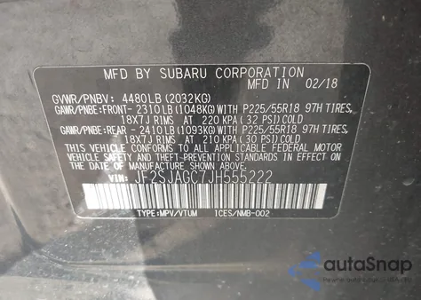 2018 Subaru Forester 2.5I Premium из США, поврежденный, VIN JF2SJAGC7JH555222